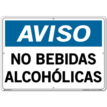 Vestil Aluminum Sign, 14-1/2" Height, 20-1/2" Width, Aluminum, Rectangle, Spanish SI-N-14-E-AL-040-S
